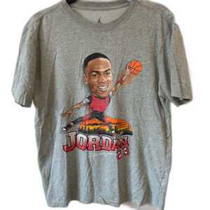Nike T-Shirt Men’s Size M Color Gray Michael Jordan Cartoon Big Head Graphic Tee